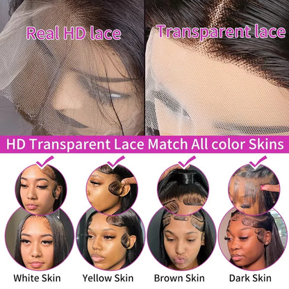 250% Density Brazilian Real Human Hair Ear To Ear 13x6 HD Lace Front Wig Deep Kinky Curly Wave Wigs With Pre-Plucked Baby Hair