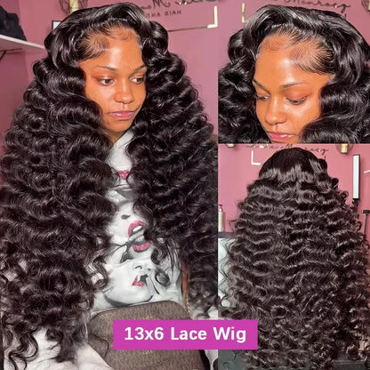 40 Inch 13x6 Brazilian Loose Deep Curly Wave Lace Front Wig 12A High-Quality 100% Real Human Hair 13x4 HD Lace Frontal Wigs