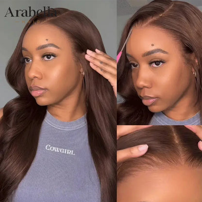 ARABELLA Hair 13x6 Wear and Go Chocolate Brown Glueless Wig Body Wave Lace Front Wigs With Drawstring Bleached Knots Pre-Plucked