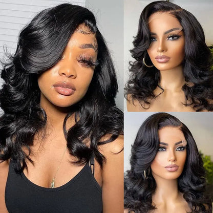 13x4 Lace Frontal Wig Human Hair Short Bob Wig Body Wave 4x4 HD