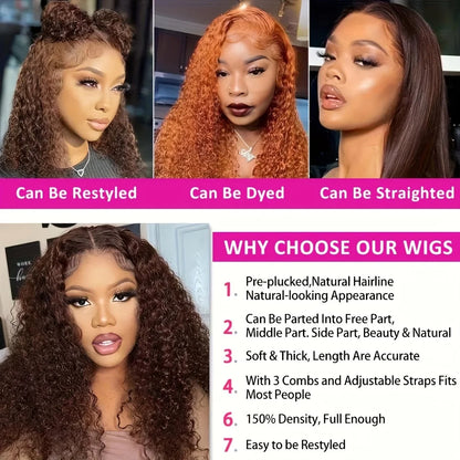 13x4 Short Brown Deep Wave Bob Wigs Human Hair Water Wave Chocolate Brown Deep Wave Wigs Water Wave Lace Frontal Human Hair Wigs