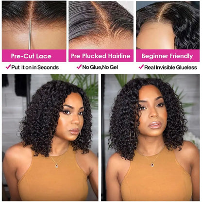 Brazilian Hair Deep Wave Short Bob Wig Human Hair 200% Density