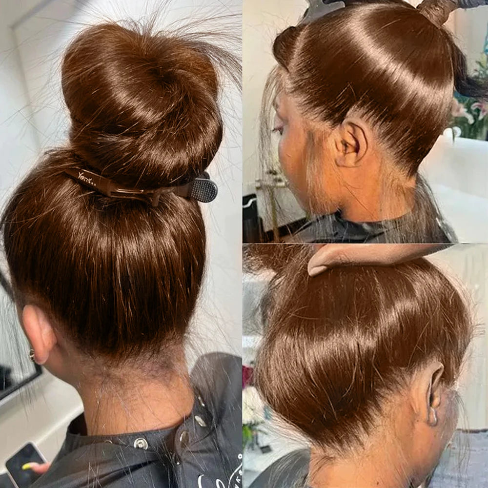 Hidden Invisible Strap 360 Full Hd Lace Glueless Wig Straight Chocolate Brown 30 Inch Lace Front Wigs Human Hair 360 Frontal Wig