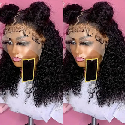 12A Curly Wave Lace Front Wig 100% Kinky Curly Brazilian Human Hair HD Transparent 13x4 13x6 Lace 250% Density Natural Black Wig
