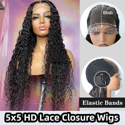 Deep Curly Wear and Go Glueless Wigs Lace Front Wigs Human Hair for Women Transparent 4x4 Glueless Lace Closure Wigs Curly Hair