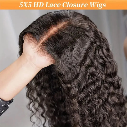 250% Density Glueless Deep Curly Wave Wig Ready To Wear 5x5 HD Lace Closure