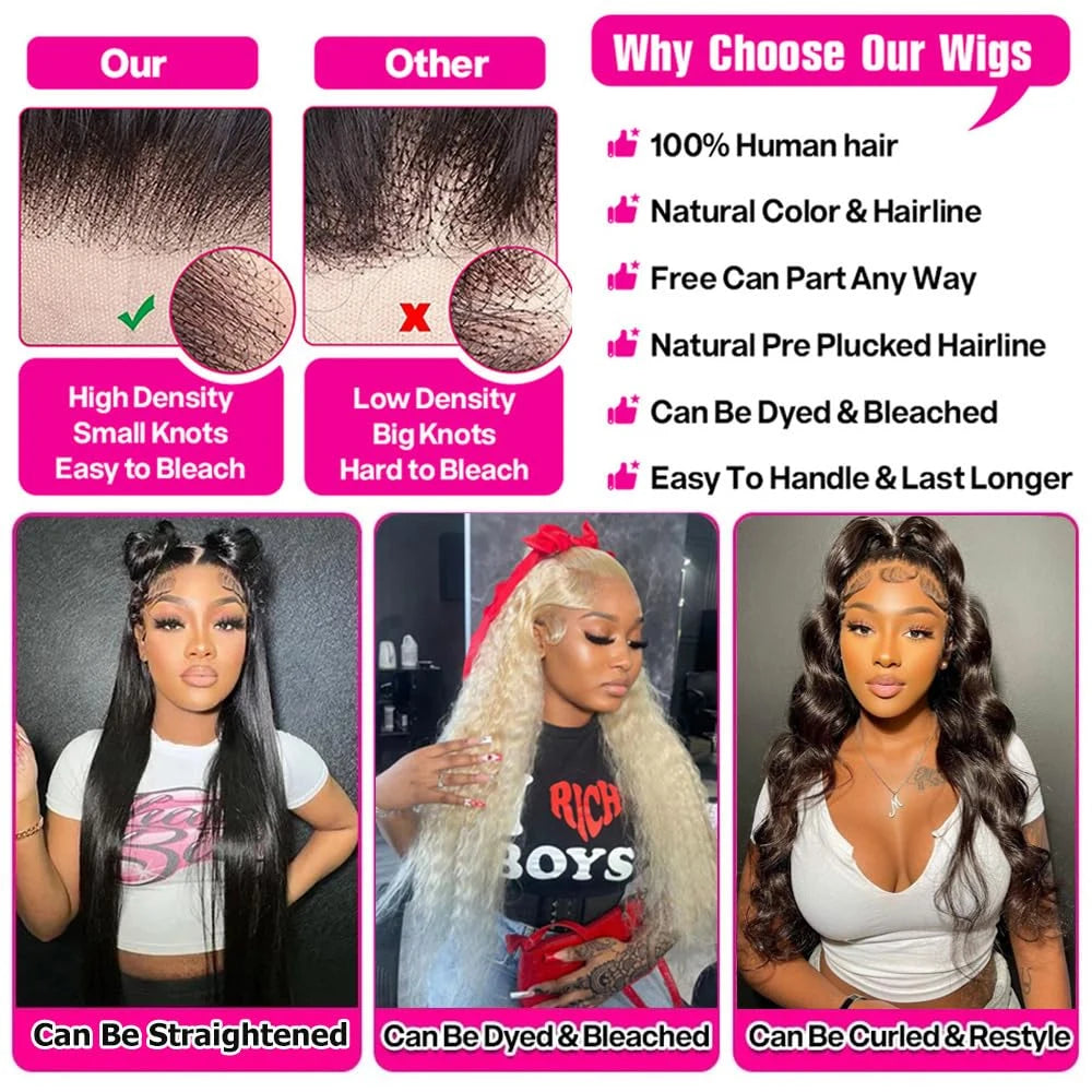 250% Density Brazilian Real Human Hair Ear To Ear 13x6 HD Lace Front Wig Deep Kinky Curly Wave Wigs With Pre-Plucked Baby Hair