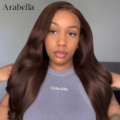 ARABELLA Hair 13x6 Wear and Go Chocolate Brown Glueless Wig Body Wave Lace Front Wigs With Drawstring Bleached Knots Pre-Plucked