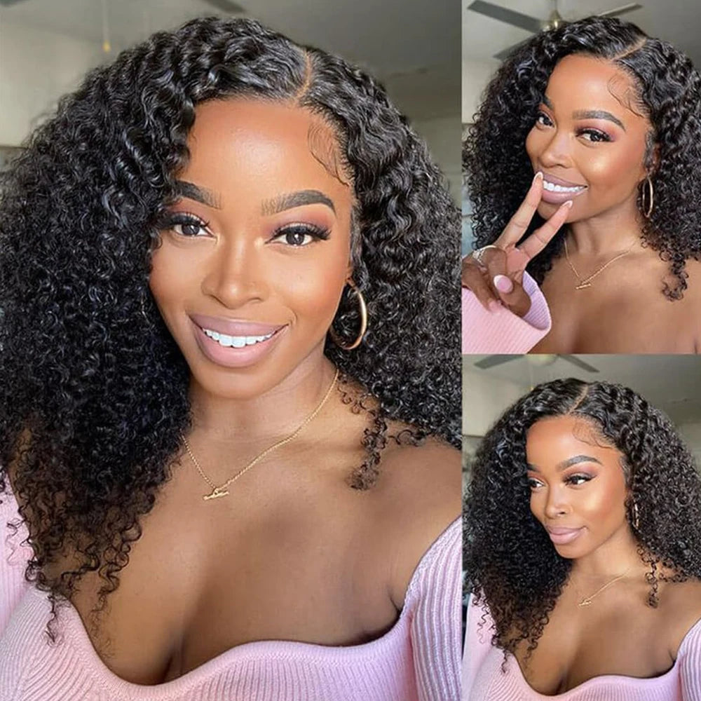 12A Curly Wave Lace Front Wig 100% Kinky Curly Brazilian Human Hair HD Transparent 13x4 13x6 Lace 250% Density Natural Black Wig