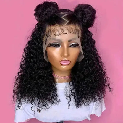 12A Curly Wave Lace Front Wig 100% Kinky Curly Brazilian Human Hair HD Transparent 13x4 13x6 Lace 250% Density Natural Black Wig