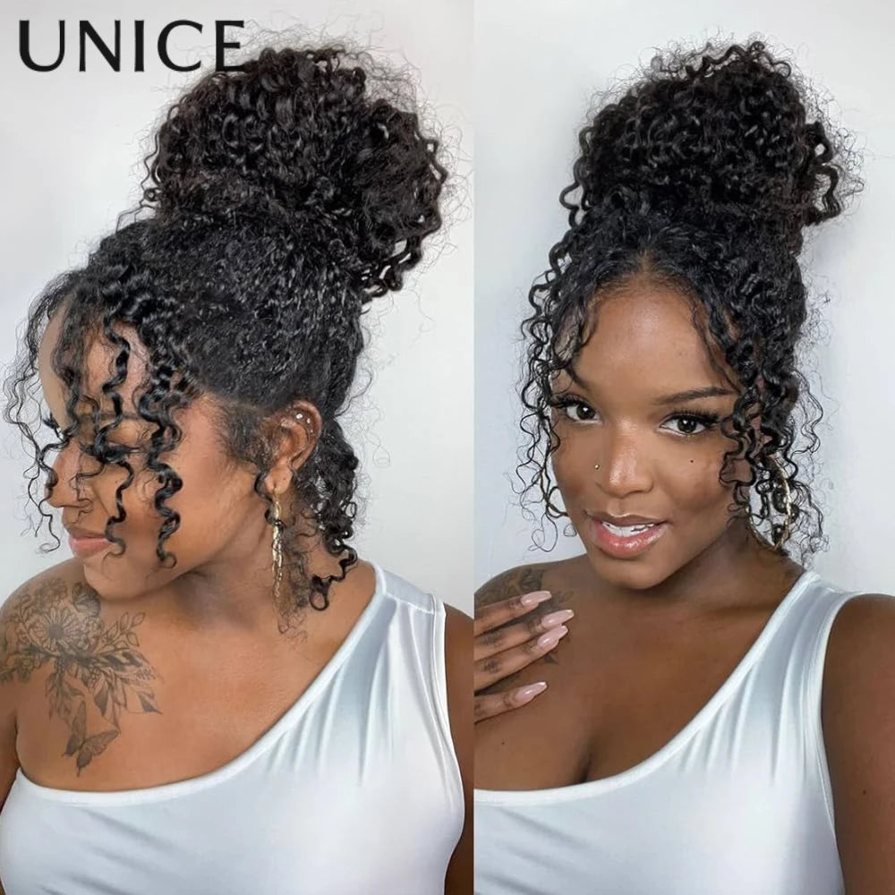UNice Invisible Strap 360 Lace Frontal Water Wave Wig Pre Plucked Pre Cut Pre Bleached Glueless Wig Human Hair 180% Density