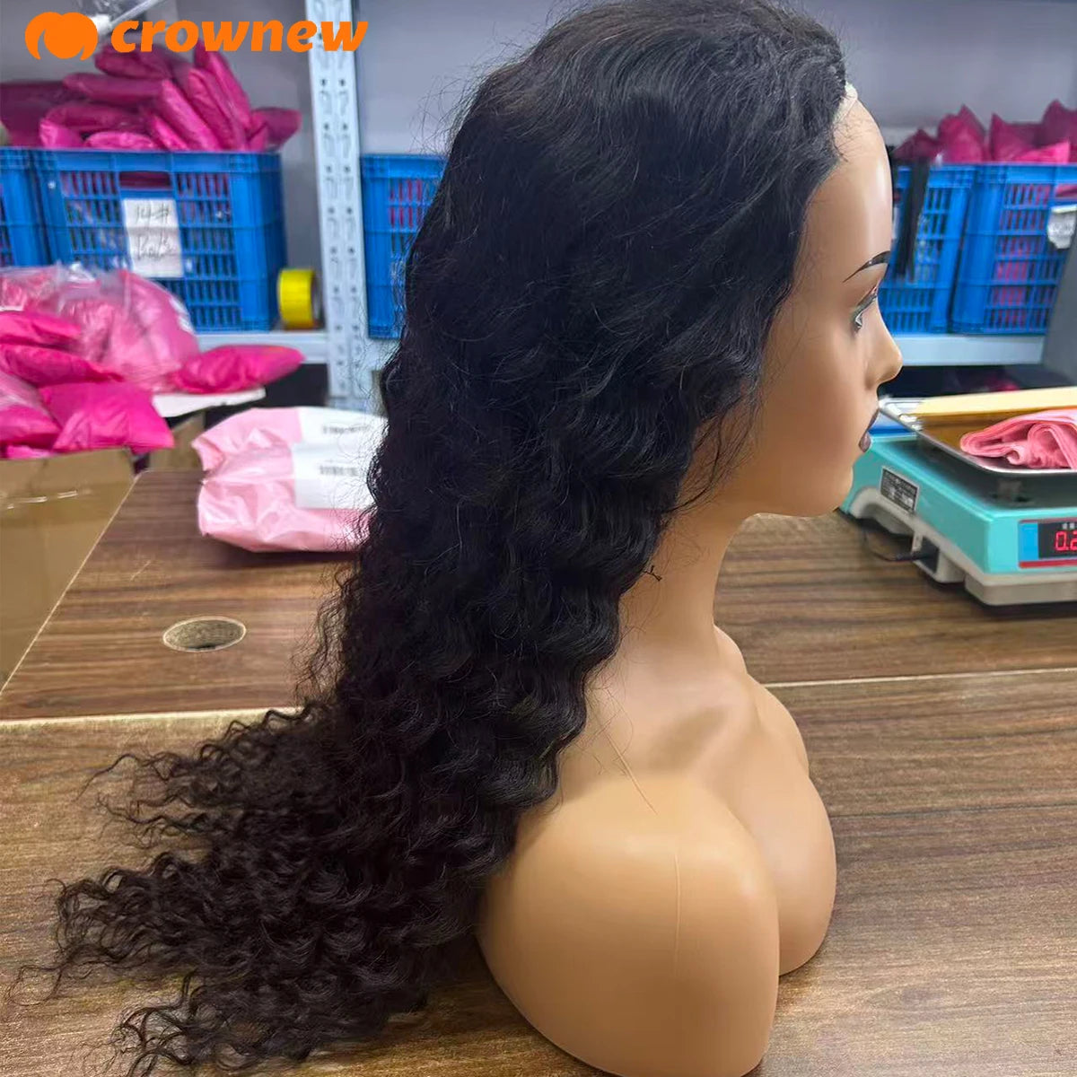 Deep Curly human Hair Wig 3 IN 1 Half Wigs Kinky Curly Human Hair Wig Glueless Wigs With Drawstring Seamless 250% Human Hair Wig