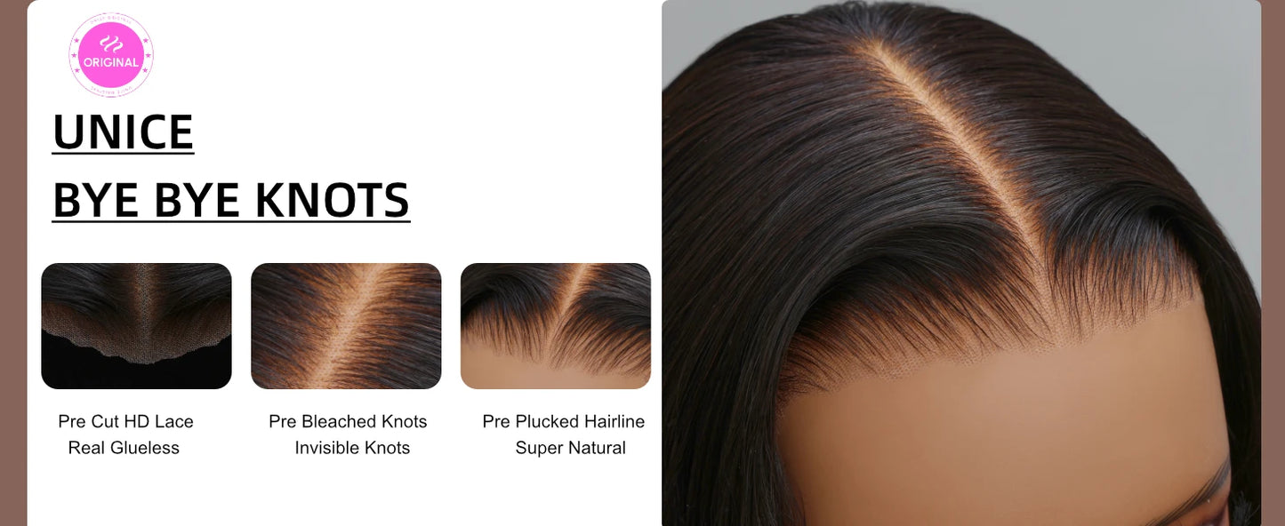 UNice Hair Reddish Brown Curly Wig With Invisi Drawstring 7x5 Lace Pre Cut Pre Bleached Glueless Wig Human Hair 150% Density