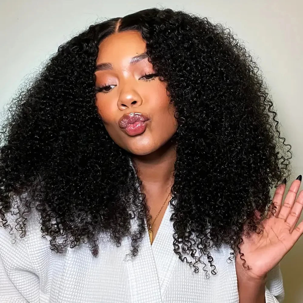 12A Curly Wave Lace Front Wig 100% Kinky Curly Brazilian Human Hair HD Transparent 13x4 13x6 Lace 250% Density Natural Black Wig
