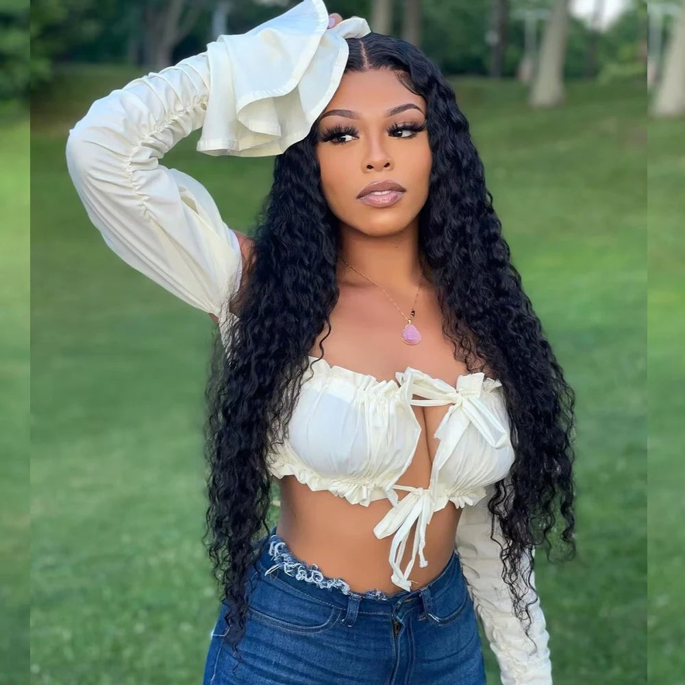 250% Density Glueless Deep Curly Wave Wig Ready To Wear 5x5 HD Lace Closure