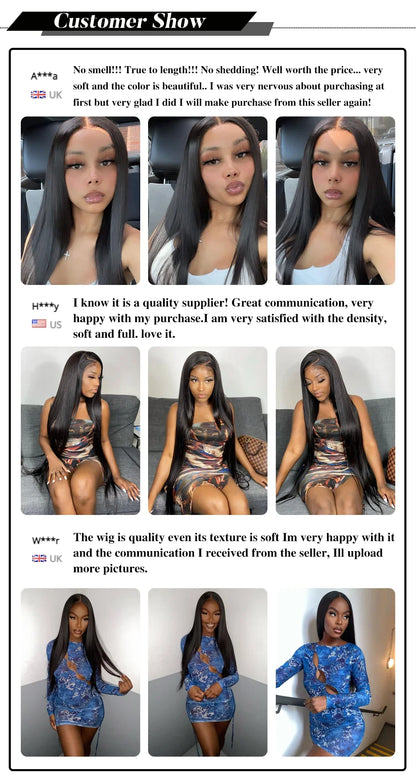 30 Inch 13x6 Lace Front Wigs Human Hair 200 Density Straight HD Lace Front Wigs Pre Plucked Straight Glueless Human Hair Natural