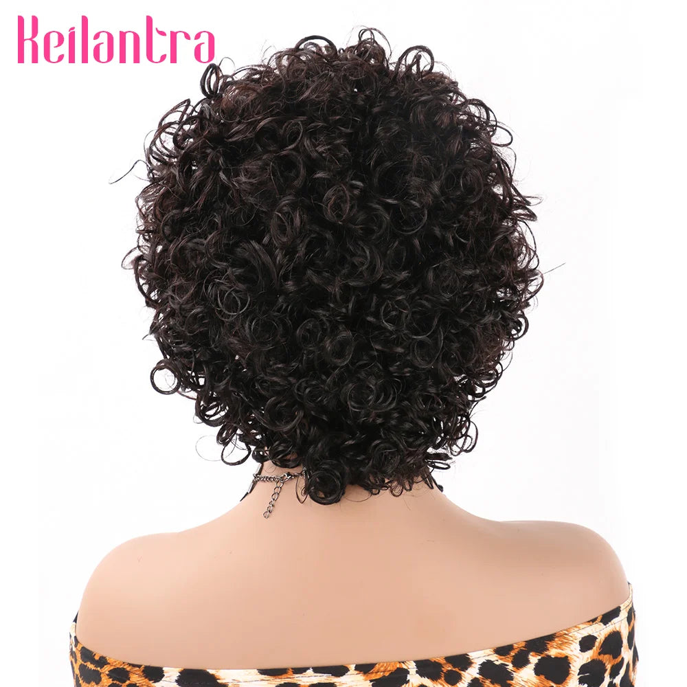 Pixie Cut Wig Colored Lace Wig Spring curl Short Bob Human Hair Wig For Women Natural Black Color Human Hair Cheap Wig 13X1