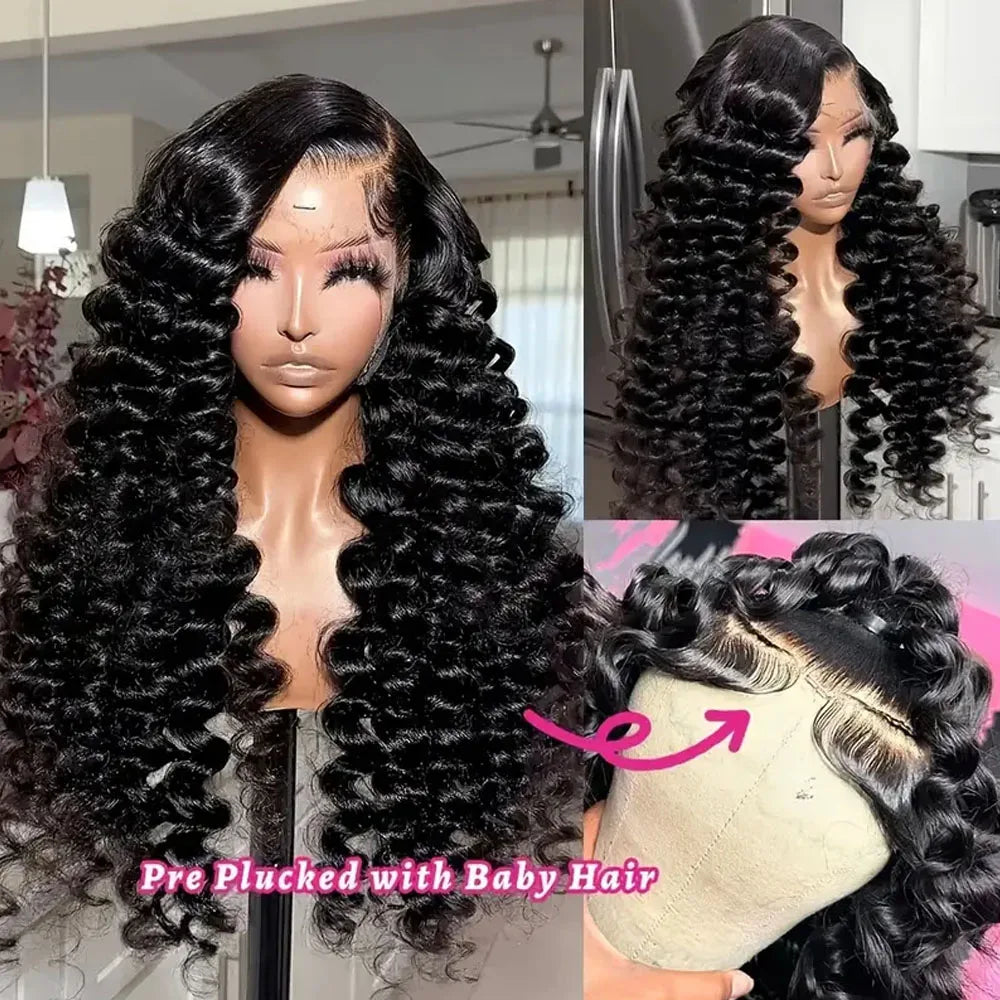 40 Inch 13x6 Brazilian Loose Deep Curly Wave Lace Front Wig 12A High-Quality 100% Real Human Hair 13x4 HD Lace Frontal Wigs