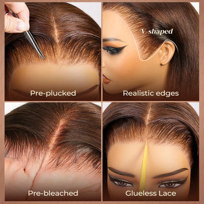 ARABELLA Hair 13x6 Wear and Go Chocolate Brown Glueless Wig Body Wave Lace Front Wigs With Drawstring Bleached Knots Pre-Plucked