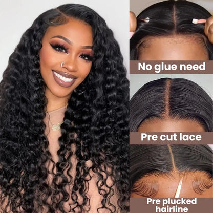 Wear and Go Glueless Wigs Human Hair Deep Wave Lace Front