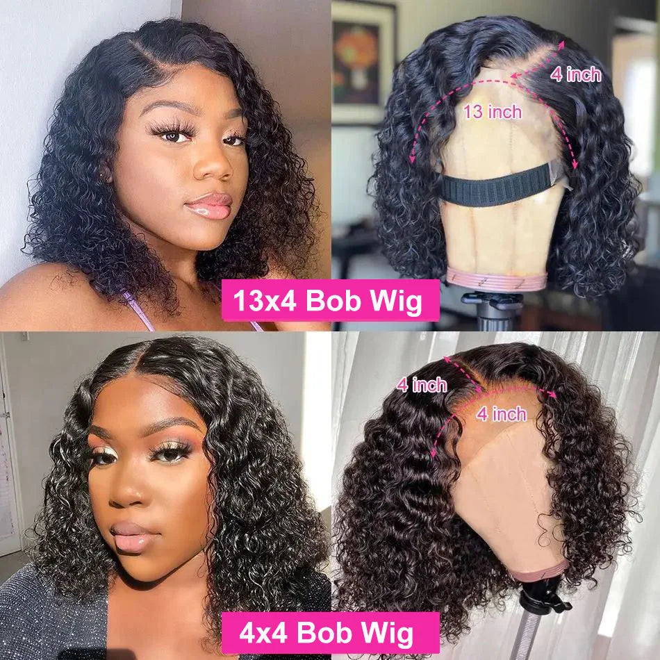Brazilian Hair Deep Wave Short Bob Wig Human Hair 200% Density