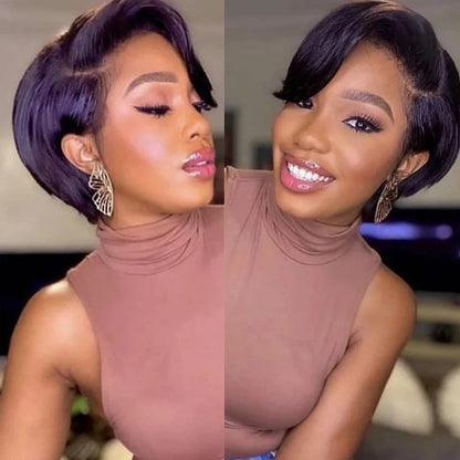 13x4 Lace Frontal Wig Pixie Cut Wig Brazilian Human Hair