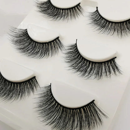 3 pairs False Eyelashes Natural Long 3D Mink Lashes Soft  Fluffy
