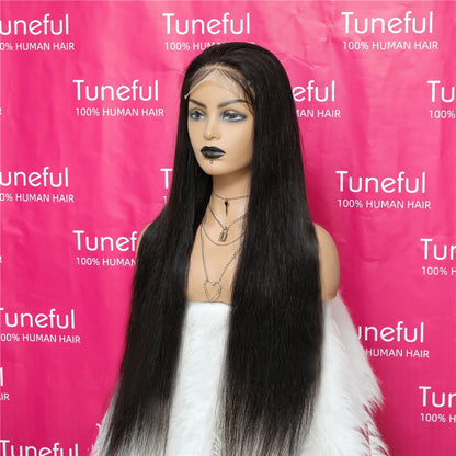 Tuneful 13x6 Lace Frontal Human Hair Wigs Straight 30 Inch Pre Plucked HD Lace Front Human Hair Wigs Glueless Wigs Ready To Wear