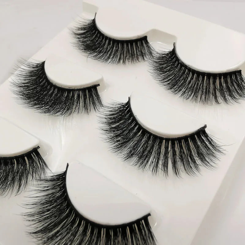 3 pairs False Eyelashes Natural Long 3D Mink Lashes Soft  Fluffy