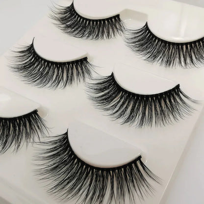3 pairs False Eyelashes Natural Long 3D Mink Lashes Soft  Fluffy