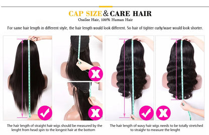 Ossilee 220 Density Pull Go Glueless Wigs with Elastic Drawstring Straight 13x6 HD Lace Front Human Hair Wigs Pre Cut Lace Wig