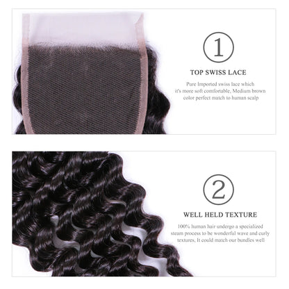 Queen Hair Products Brazilian Natural Wave More Wave Bundles With Closure 100% Virgin Human Raw Hair Bundles With Lace Closure