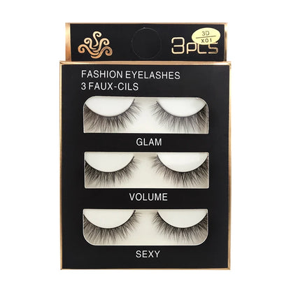 3 pairs False Eyelashes Natural Long 3D Mink Lashes Soft  Fluffy