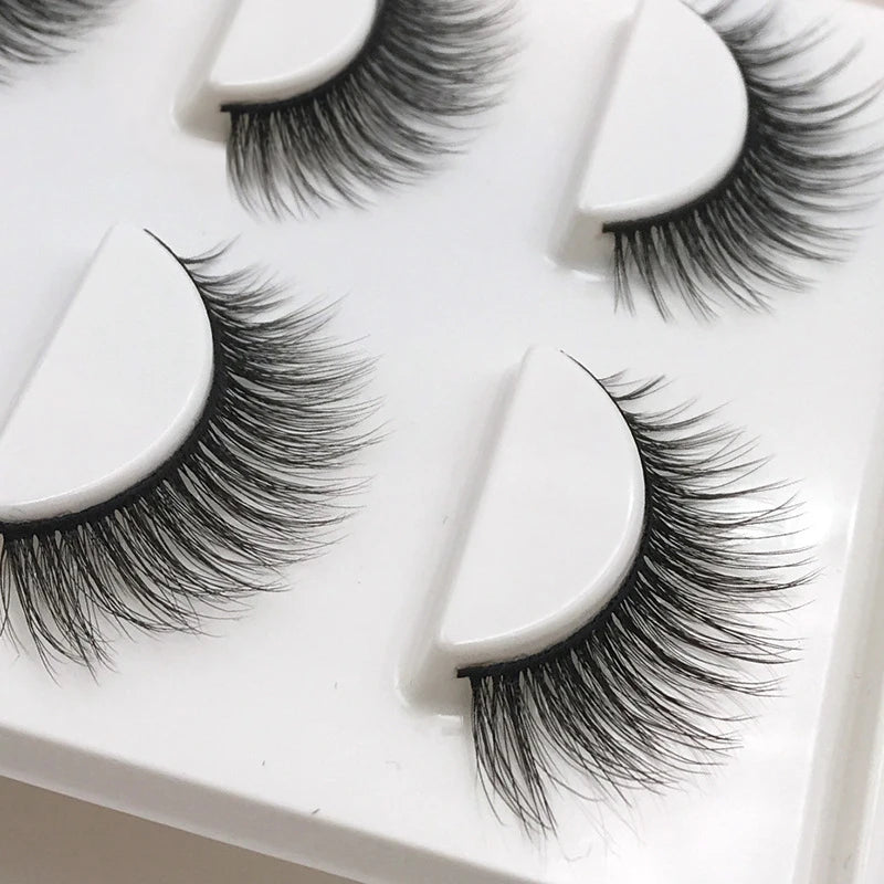 3 pairs False Eyelashes Natural Long 3D Mink Lashes Soft  Fluffy