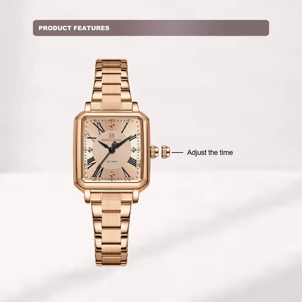 NAVIFORCE Fashion Ladies Watch Stainless Steel Waterproof