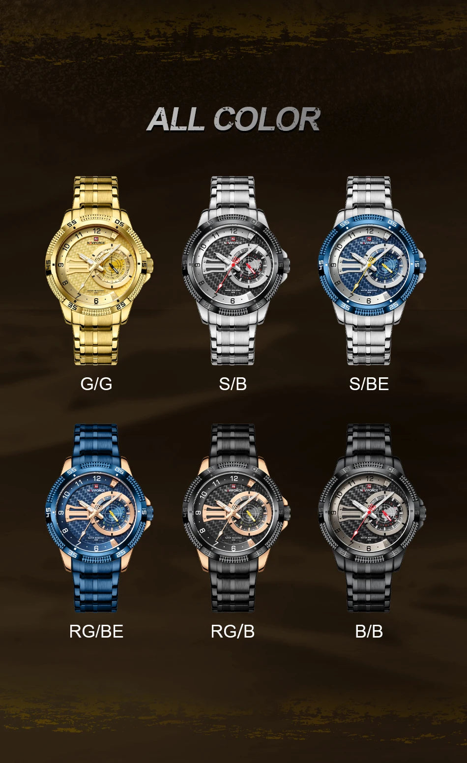 NAVIFORCE Brand Fashion Men's Quartz Watches Waterproof