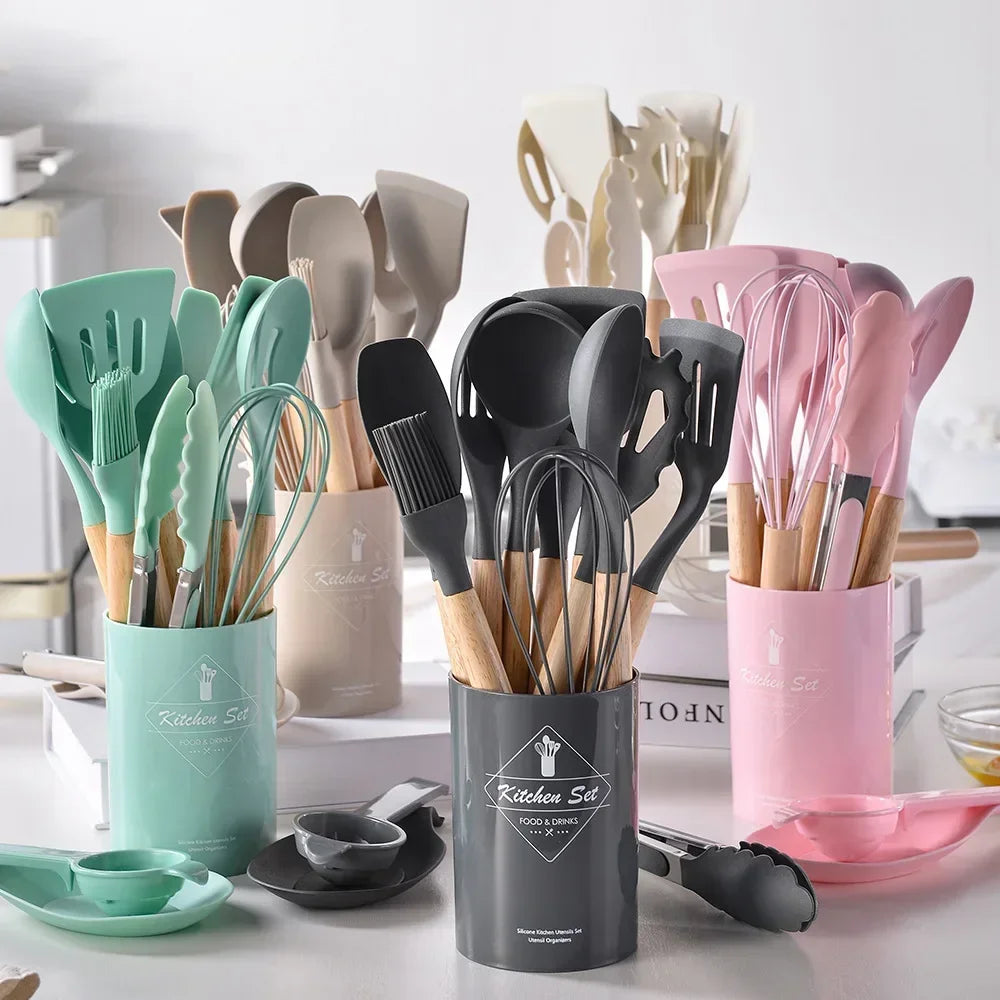 12PCS Silicone Kitchenware Non-Stick Cookware Utensils Set