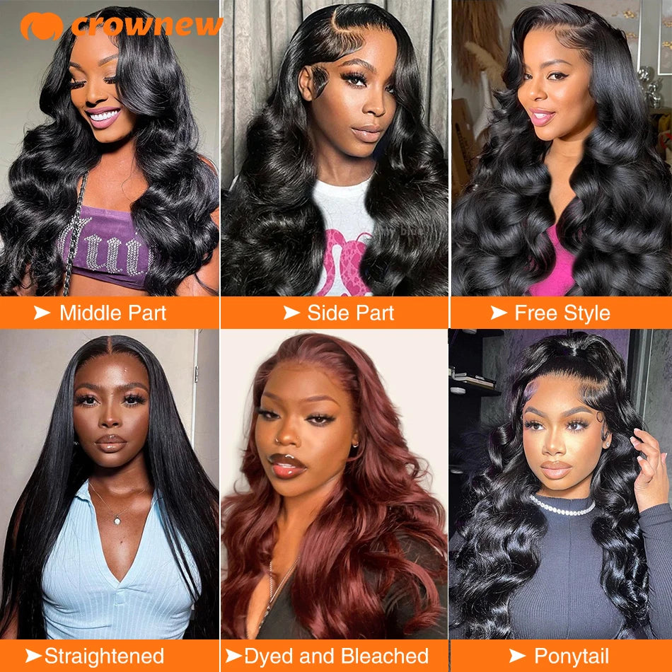 Body Wave Human Hair Wigs 13x6 HD Lace Frontal Wig 13X4 Lace Front Human Hair Wig 200% Pre Plucked Body Wave Wigs Human Hair 34"