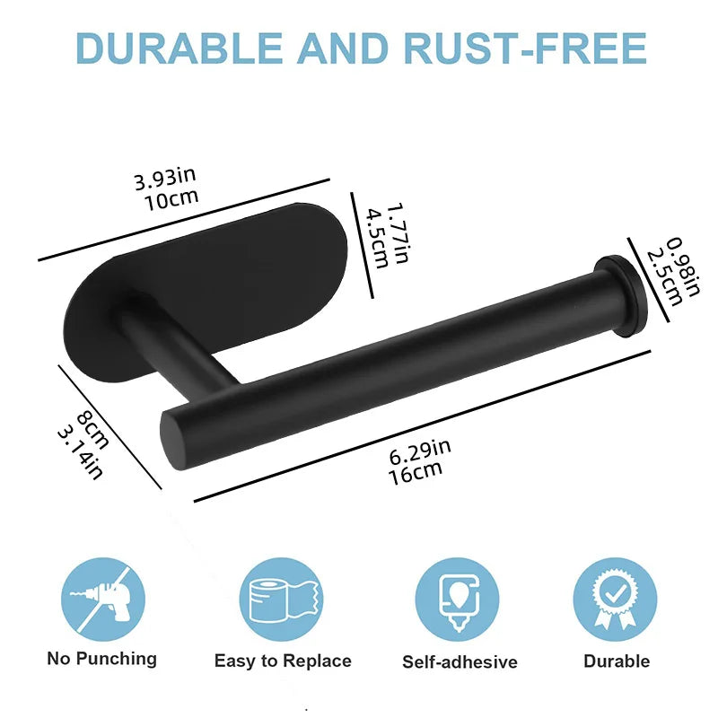 Adhesive Toilet Paper Holder Stainless Steel Tissue Hanger Waterproof Toilet Paper Stand Bathroom Accessories Paper Towels Hold