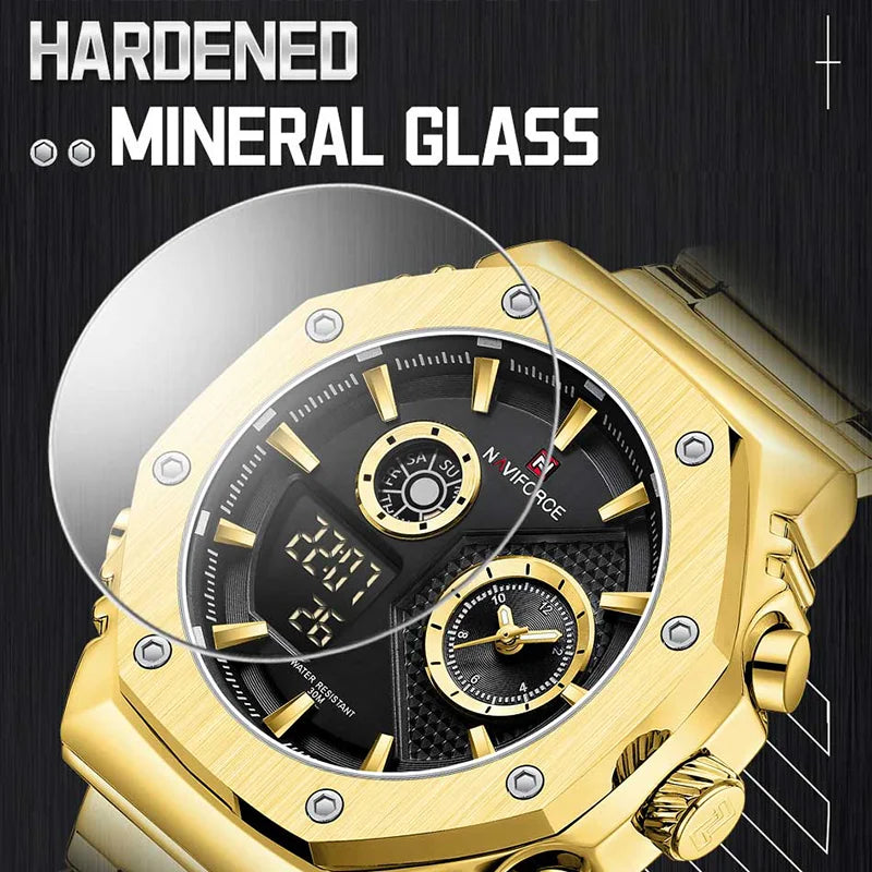 NAVIFORCE Men's Sport Watch Stainless Steel Strap Waterproof Quartz