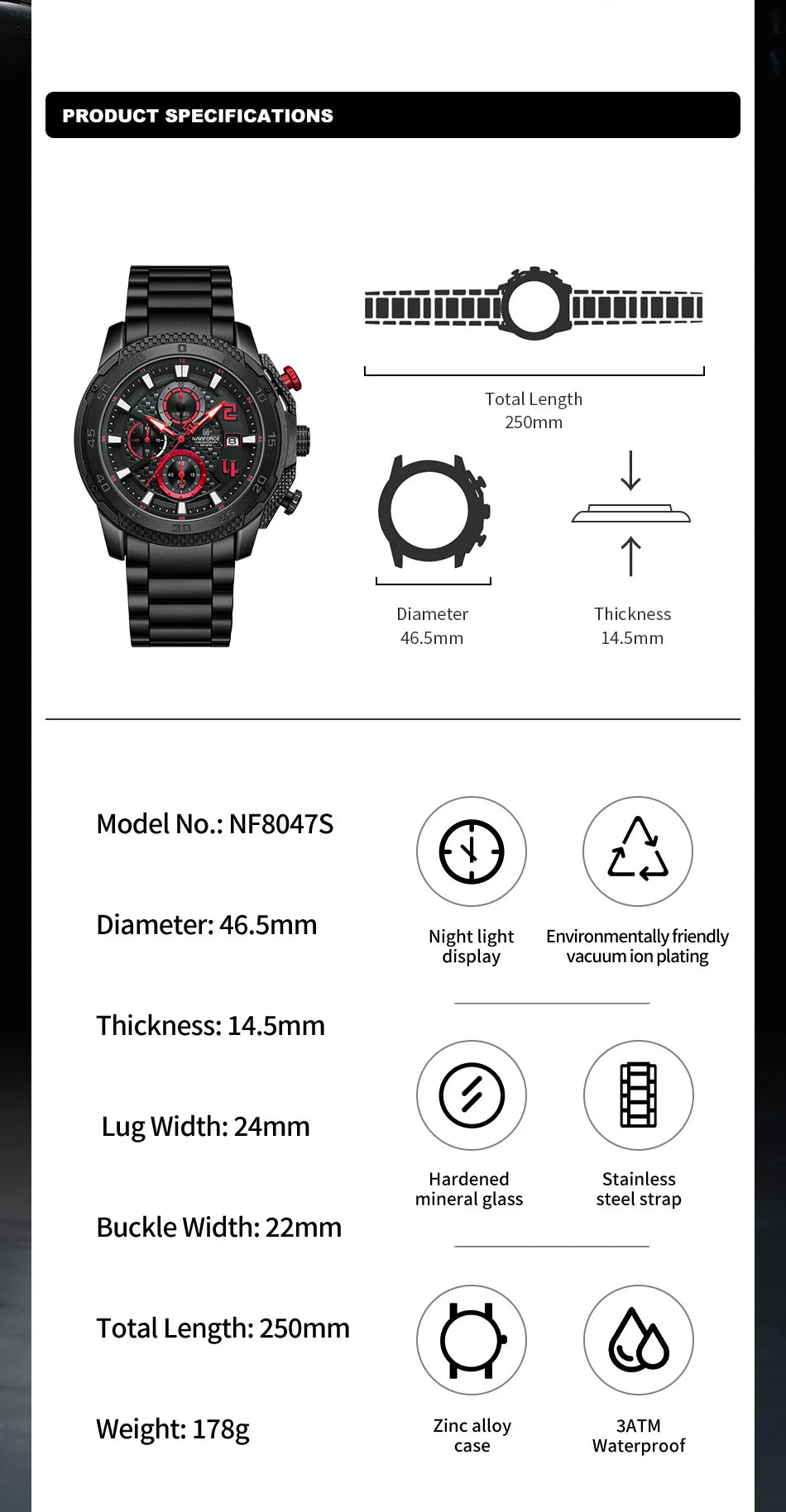 NAVIFORCE Men Stainless Steel Watch