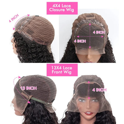 Short Kinky Curly Bob Frontal Wig 12A Malaysian Lace Front Human Hair Wigs Wet And Wavy Water Wave Bob Wig 13x4 Frontal Wig Remy