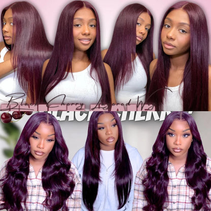 UNICE Black Cherry Colored Human Hair Wigs 7x5 & 13x4 Pre Cut Pre Bleached Glueless Wig Human hair Ready To Wear 150% Density