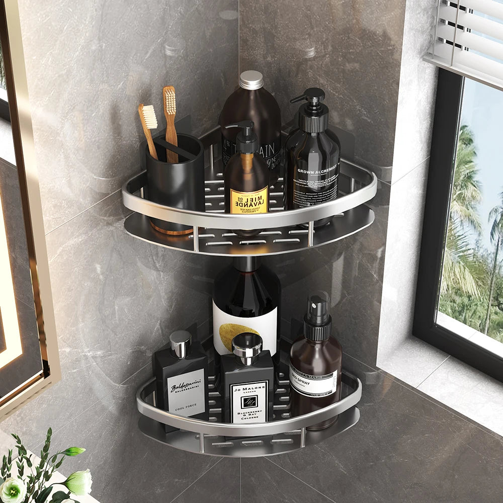 Wall mounted shower shampoo rack bathroom rack towel rack diamond free stand tripod wall hanging corner rectangular stand
