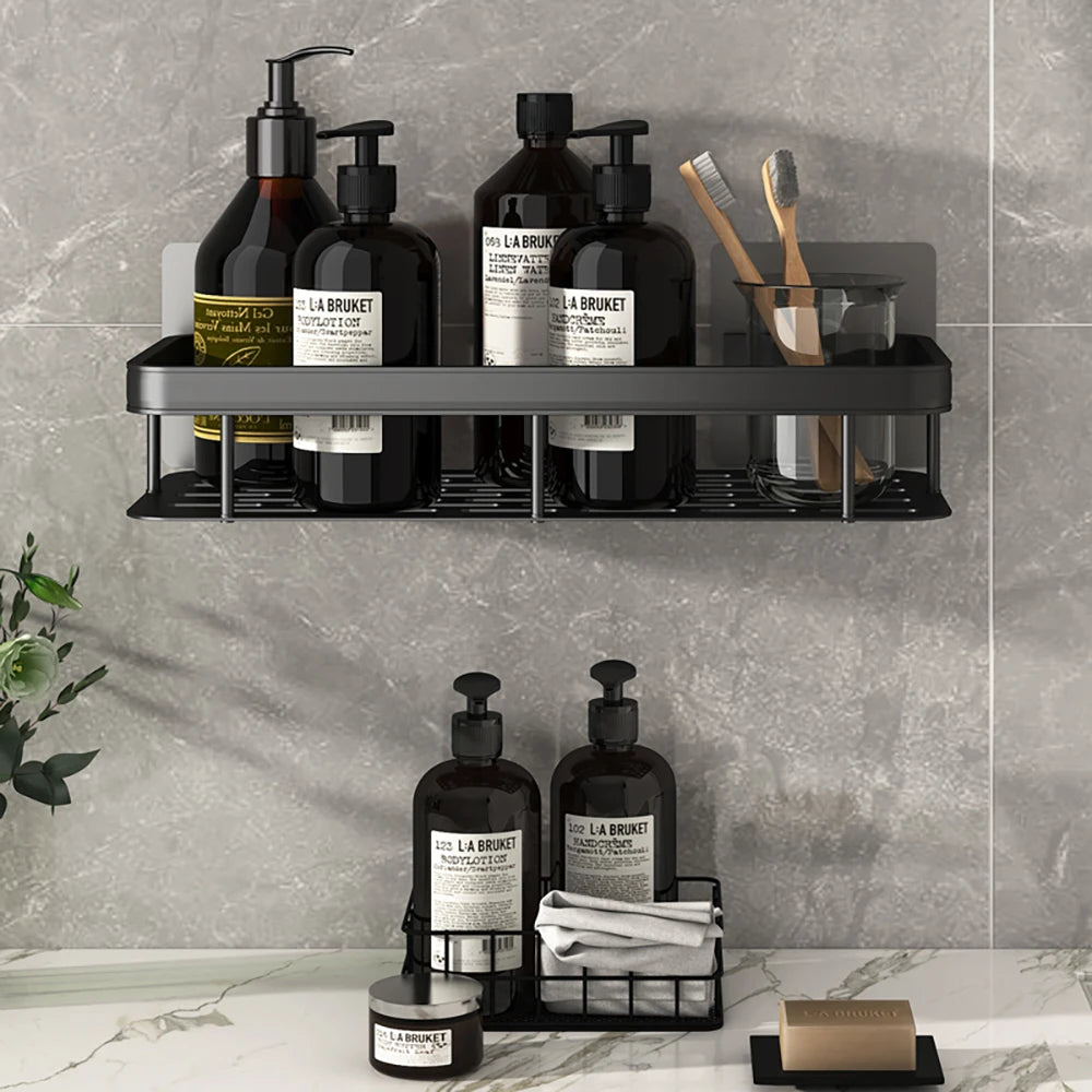 Wall mounted shower shampoo rack bathroom rack towel rack diamond free stand tripod wall hanging corner rectangular stand