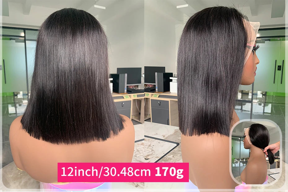 5x5 13x4 13x6 250 Density Bob Human Hair Wig 100% Raw Vietnamese Double Drawn Human Hair Lace Frontal Wig 16 18 20 22 24 26 inch
