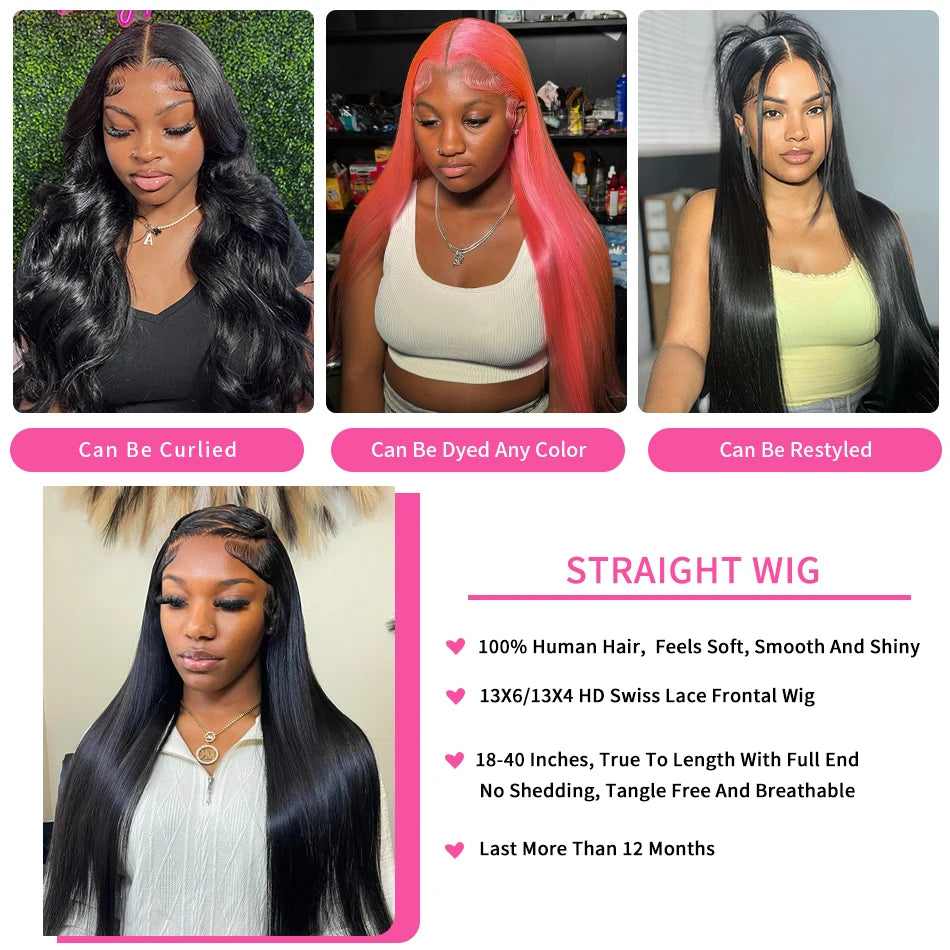 Rosabeauty 30 40 Inch Straight Human Hair Wigs Hd Lace Wig 13x6 Human Hair Bone Straight Lace Frontal Human Hair Wigs For Women