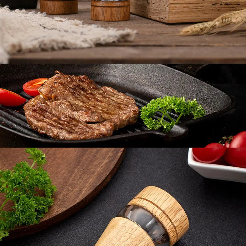 6-inch Manual Pepper Grinder Rubber Wood Acrylic Salt Shakers