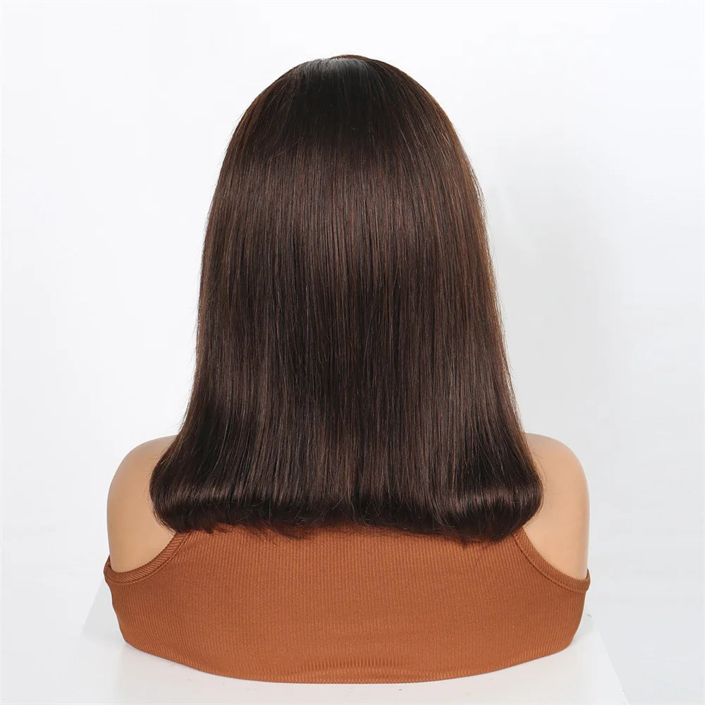 Burgundy Red Straight Bob T Part Lace Front Human Hair Wig