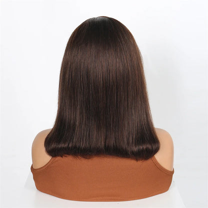 Burgundy Red Straight Bob T Part Lace Front Human Hair Wig